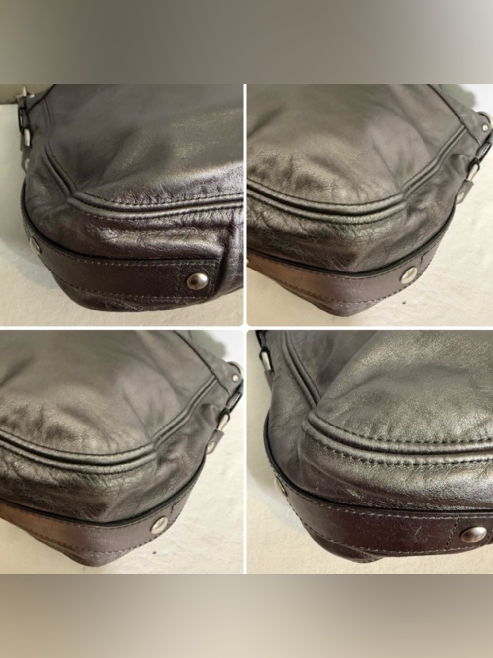 VTG Coach Large Zoe Metallic Pewter Leather Hobo Shoulder Bag Silver F14706
Y2K - Picture 8 of 16